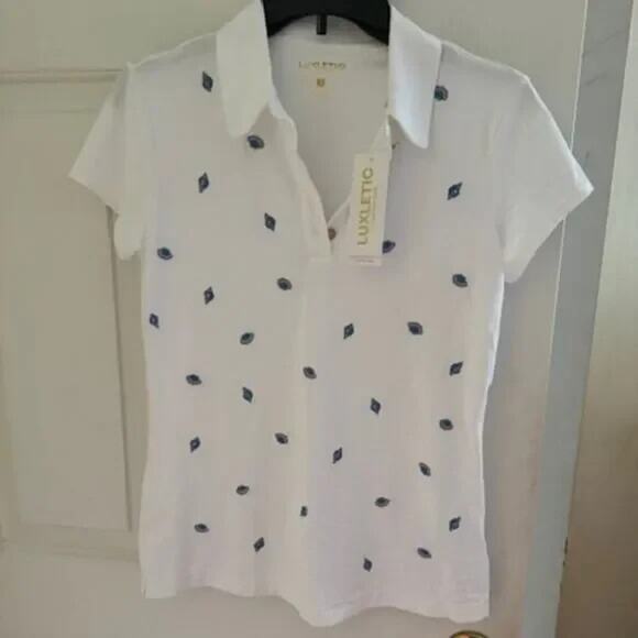 Lilly Pulitzer Tops - NWT Lilly Pulitzer Frida Luxletic Polo Resort White S UPF 50 Golf Tennis